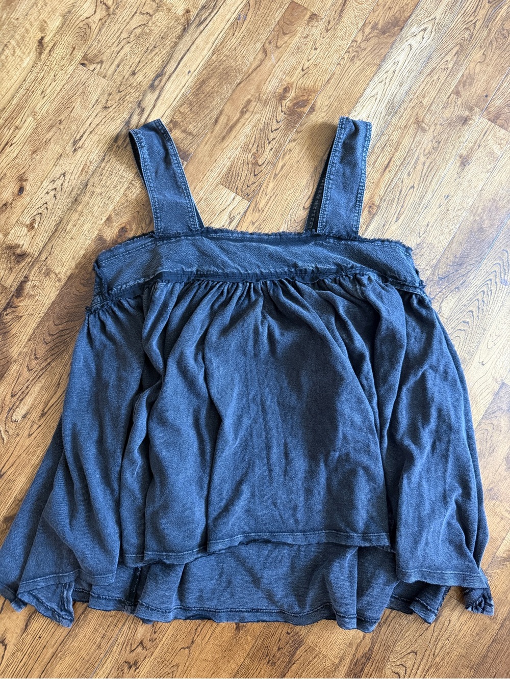 We The Free Charcoal Black Ruffle Tank Top